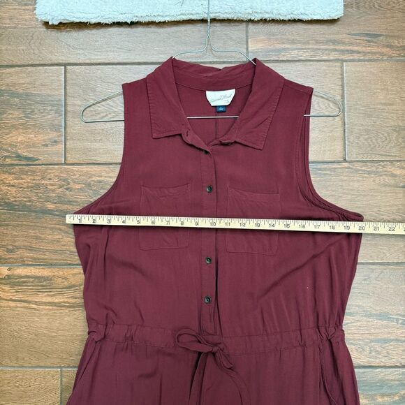 Universal Thread Maroon Jumpsuit Cropped Flowy Sleeveless Pockets Pantsuit Sz L - Picture 2 of 8